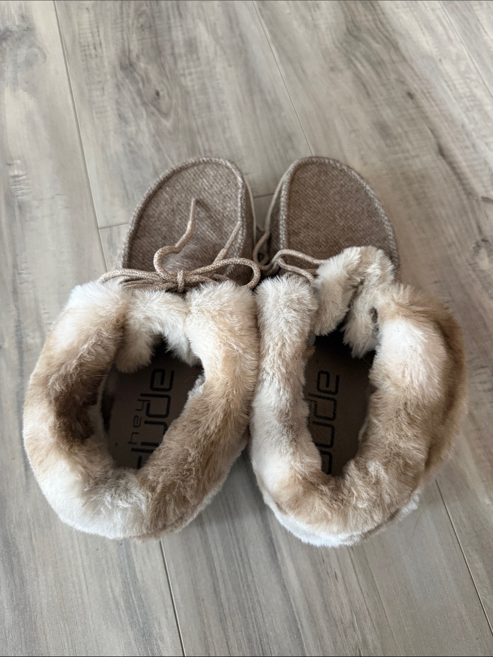 Hey Dude Taupe Faux-Fur Lined Lace-Up Sneakers - Picture 6 of 6